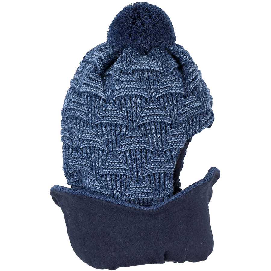 Sterntaler Schal-Strickmütze Raute mittelblau