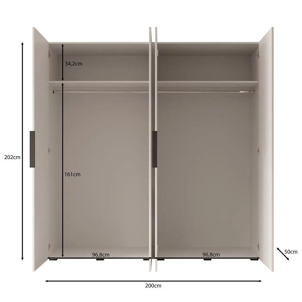 Meubella - Kledingkast Marquesa - Zwart - 200 cm