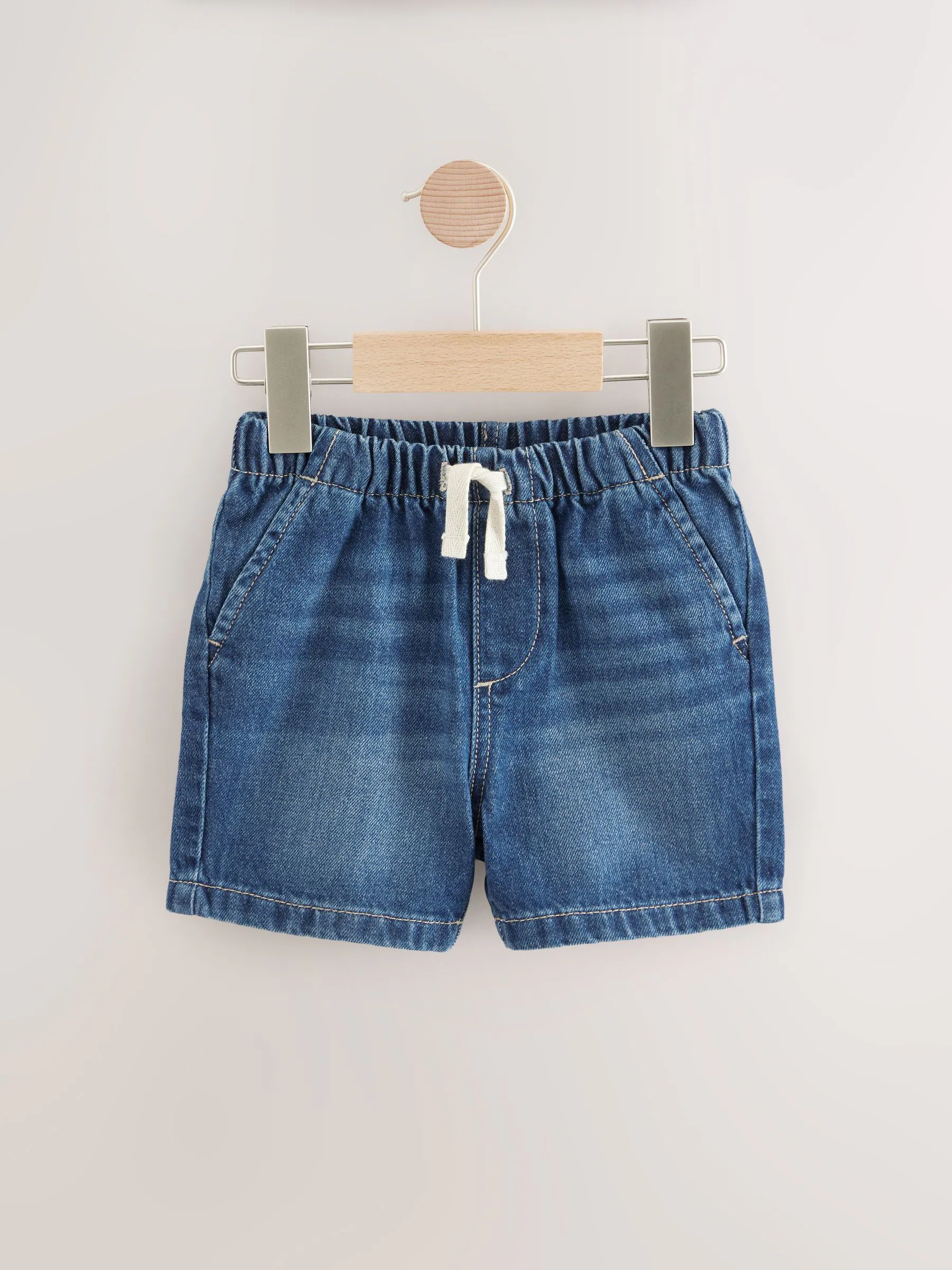 Normaal blauw - Denim shorts met trekkoord (3mnd -7jr)