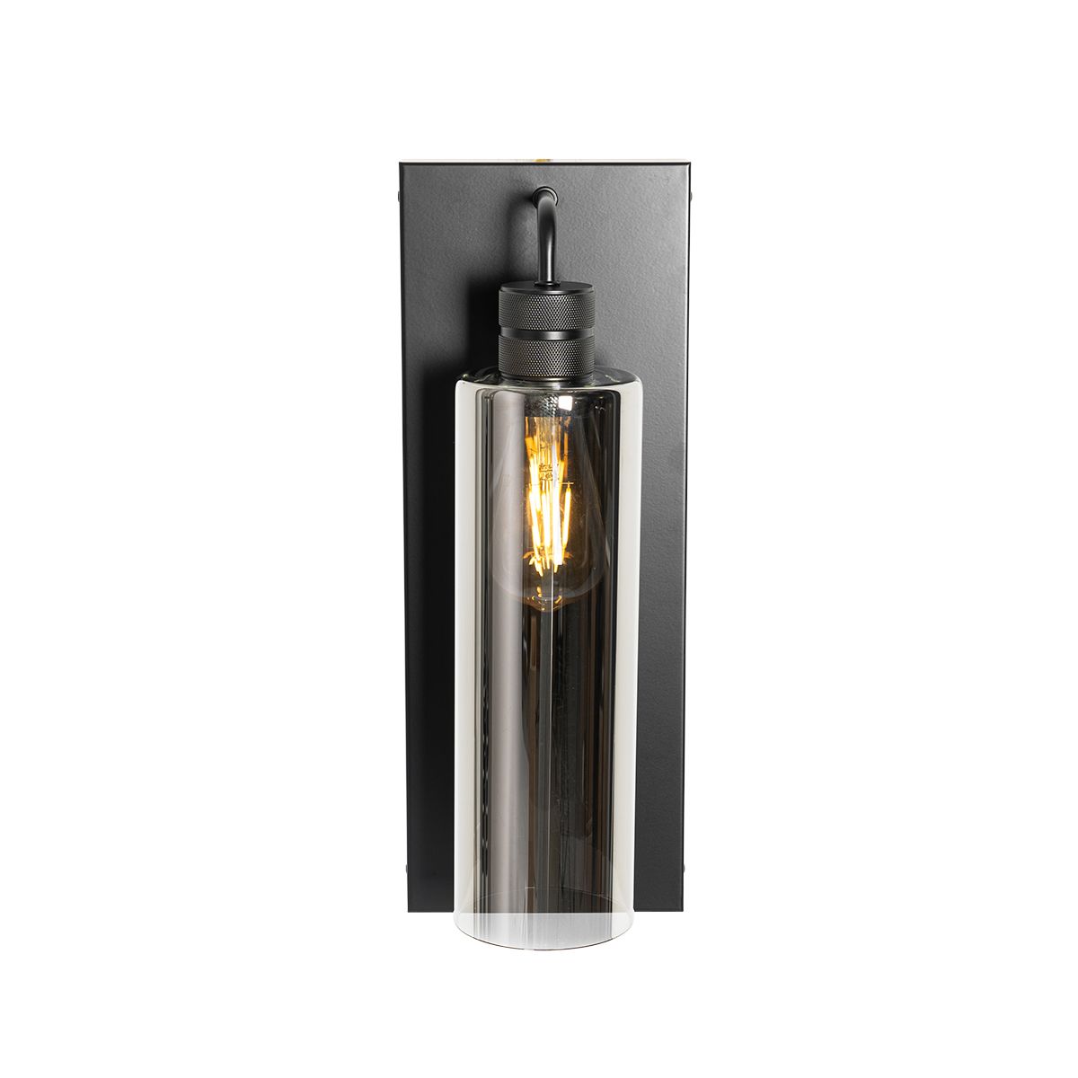 Moderne wandlamp zwart met smoke glas - Stavelot