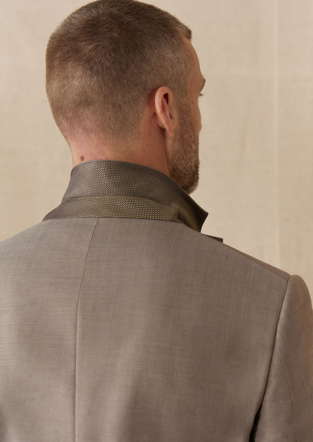 Costume 2 pièces Slim en laine unie taupe