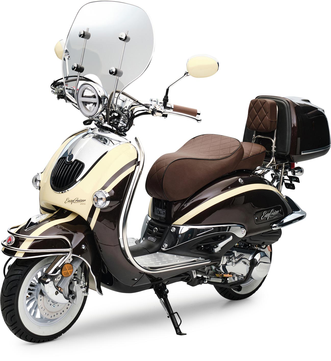 Motorroller Retro EasyCruiser Artemis Braun Beige 50ccm 45 kmh Moped Scooter