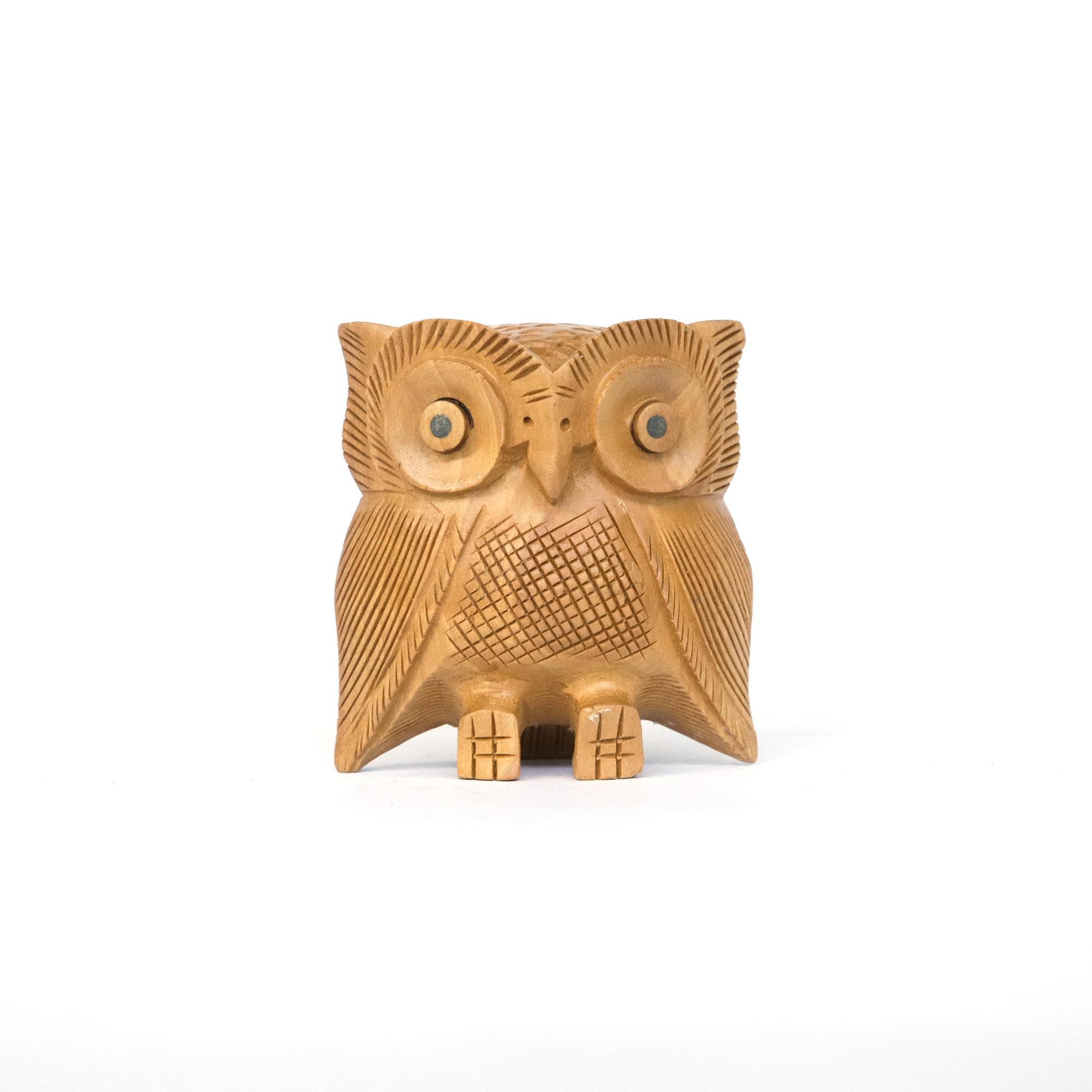 Eule aus Holz, natur, H 7,5 cm B 7,5 cm, T 3,5 cm von fischer's lagerhaus