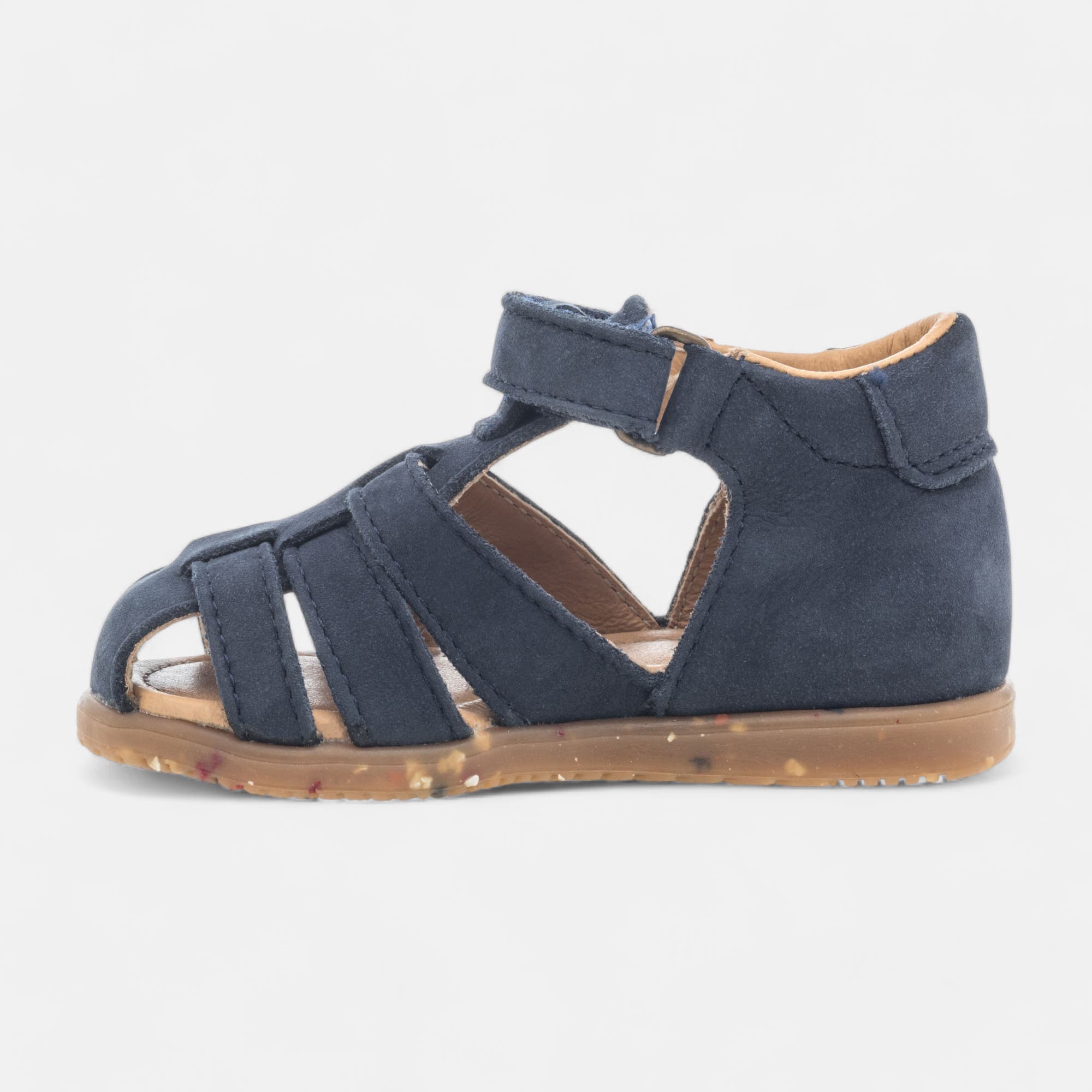 Nu-pieds Bébé garçon en cuir bleu marine