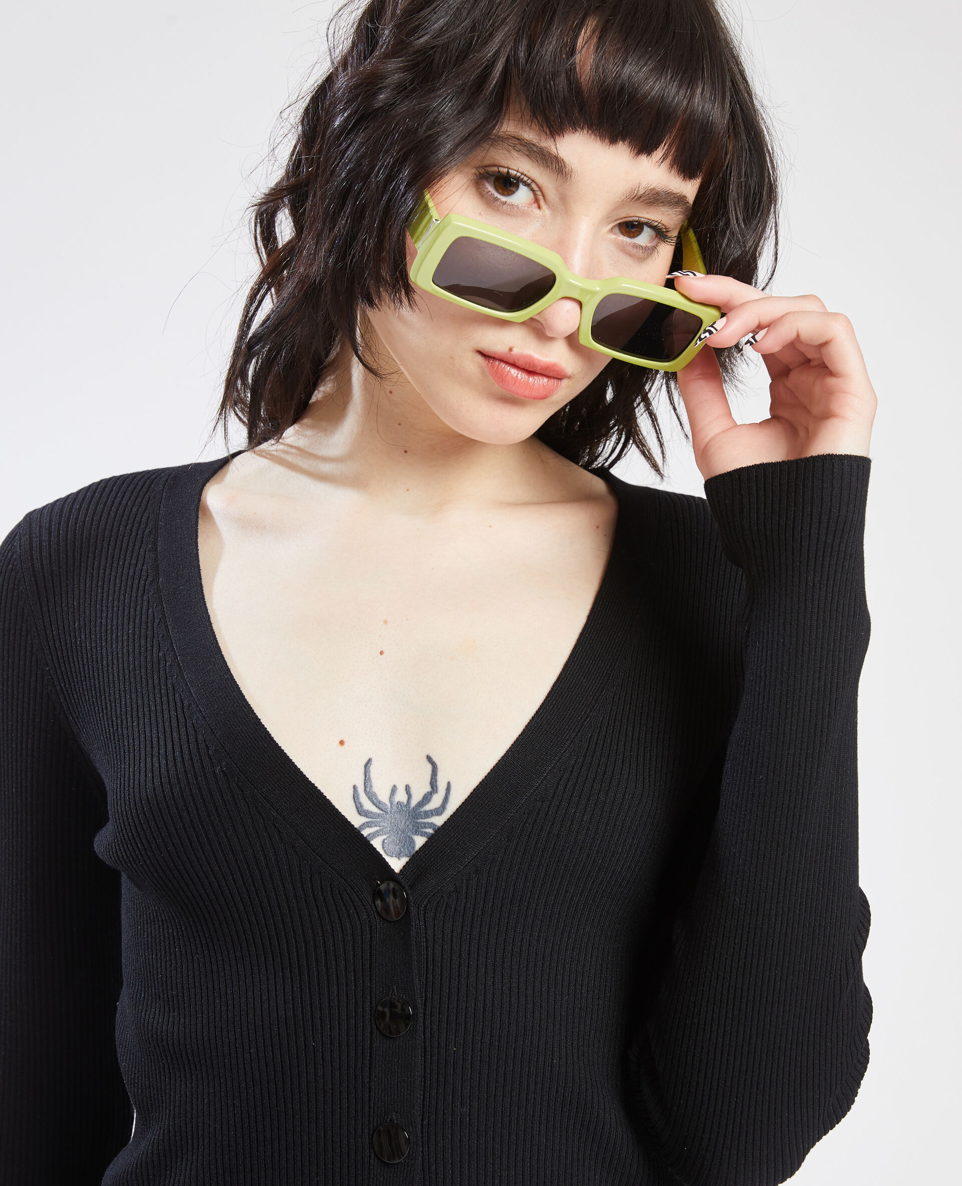 Gilet maille côtelée - Noir