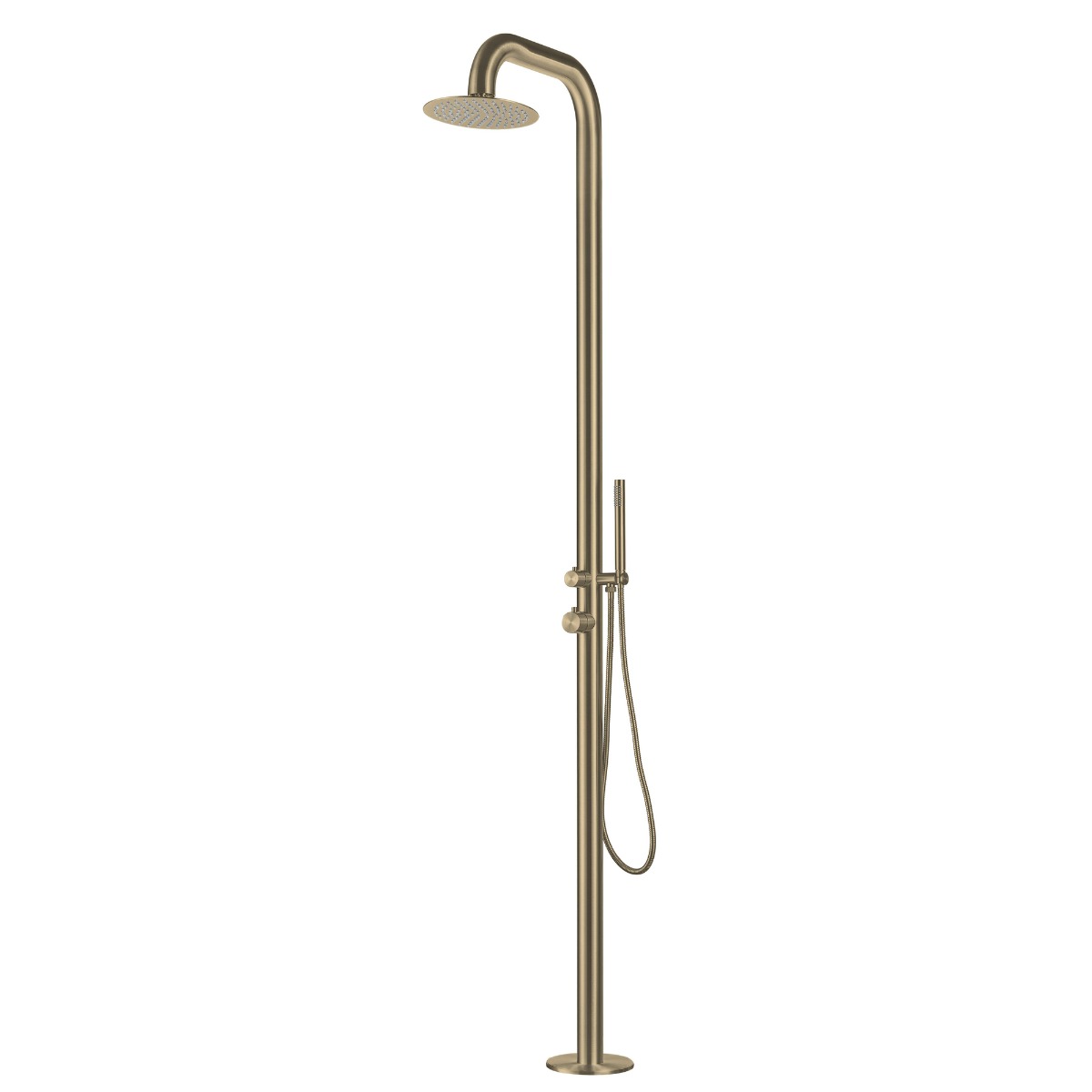 FortiFura Outdoor Deluxe vrijstaande buitendouche met handdouche geborsteld messing
