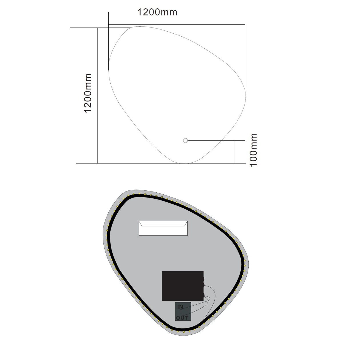 Best Design Ballon spiegel inclusief LED verlichting 120x120cm