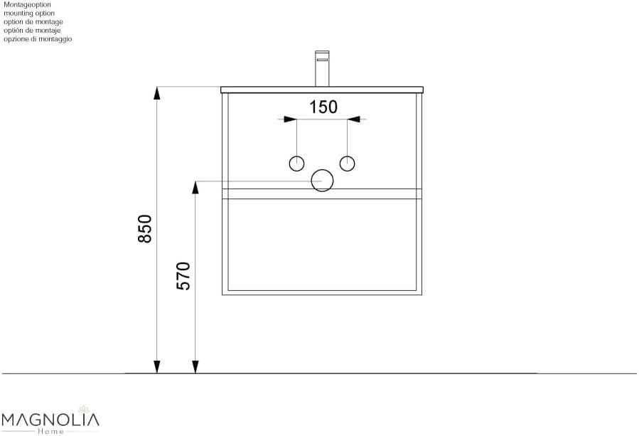 Magnolia Home Badmöbel Taifun & Waschtisch 60cm 2 Greifraum SoftClose Auszüge