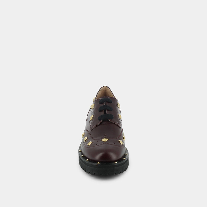 Derbies à clous  en cuir bordeaux
