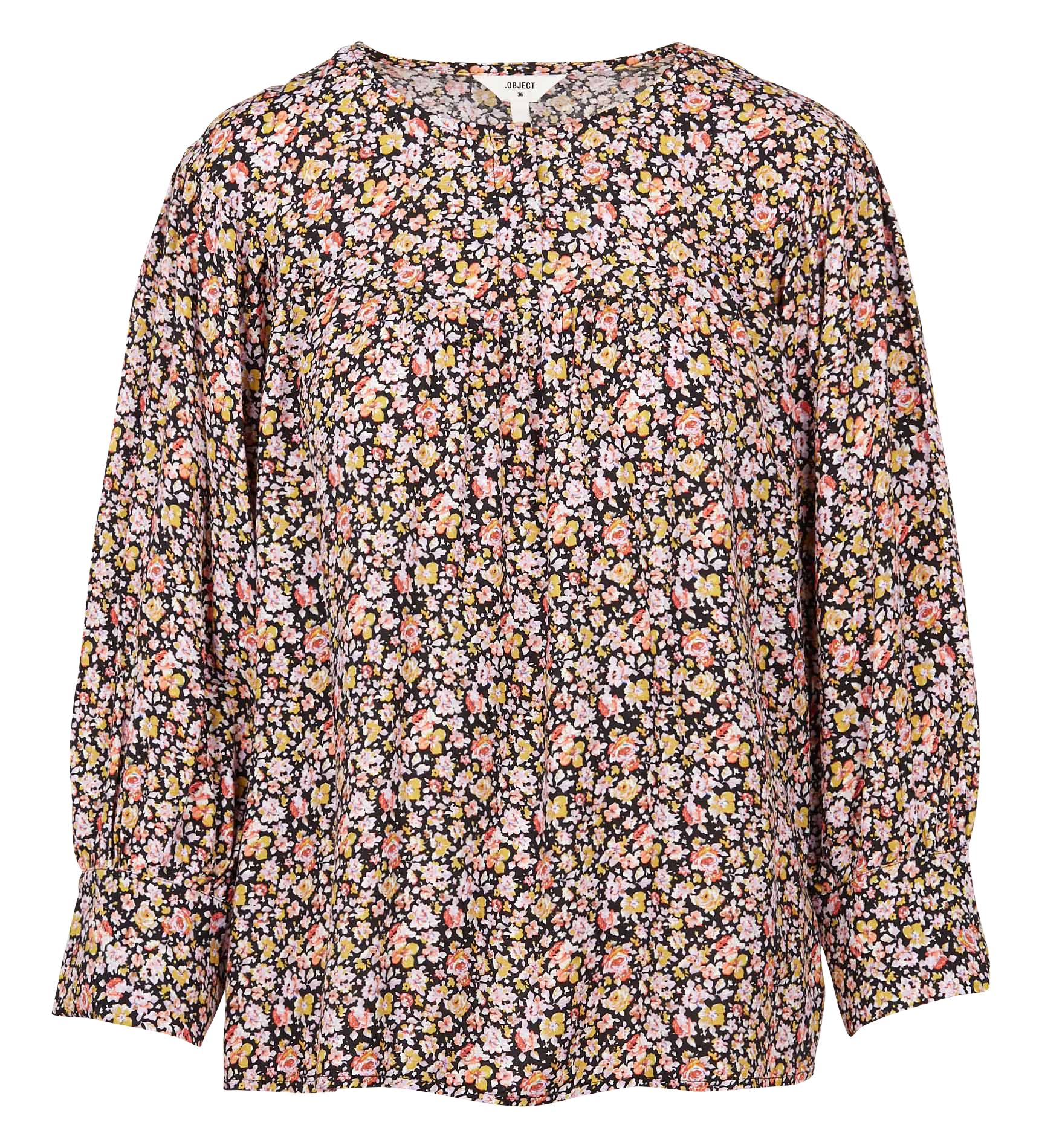 ELISABETH - Top col rond imprimé floral | Noir