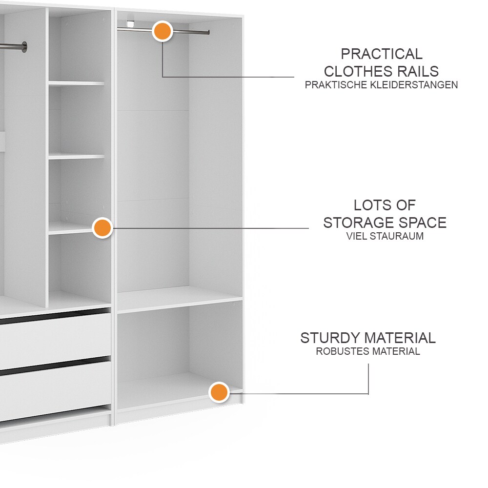 Vicco Kleiderschrank Elmo Weiß 80 x 200 cm Set mit 2 Teile