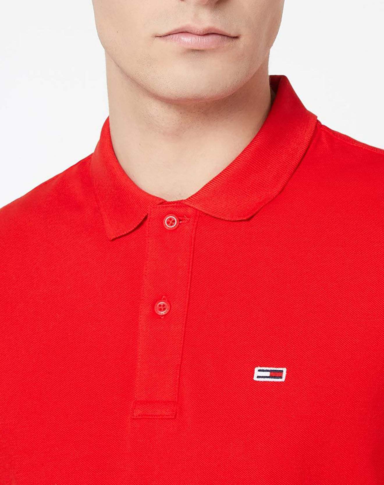 Tommy Jeans Polo en Coton Bio mini flaf rouge