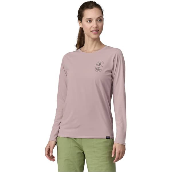 T-shirt randonnée PATAGONIA W'S L/S CAP COOL DAILY GRAPHIC SHIRT CLEAN CLIMB BLOOM: ECHO PURPLE
