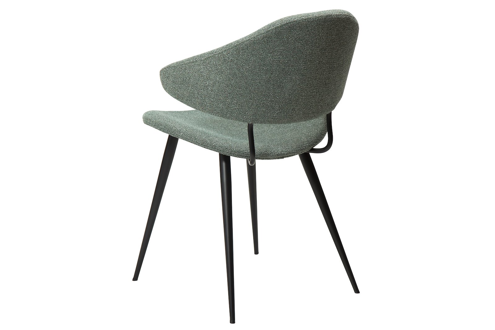 Napoleon spisestol Tekstil Bouclé Pebble Green og sorte ben.