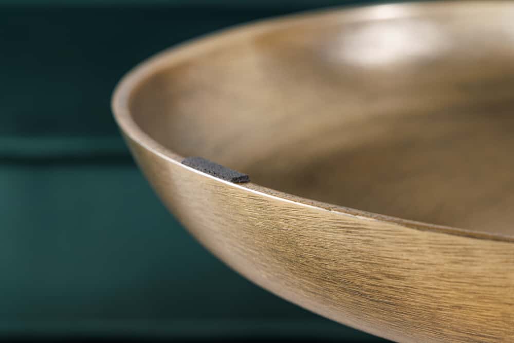 Handgearbeiteter Beistelltisch ELEMENTS 60cm gold grün Marmor rund