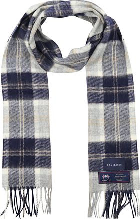Suitable Sjaal Ruit Merino Wol Blauw Grijs SCARV-STBL-AW24-08 kopen