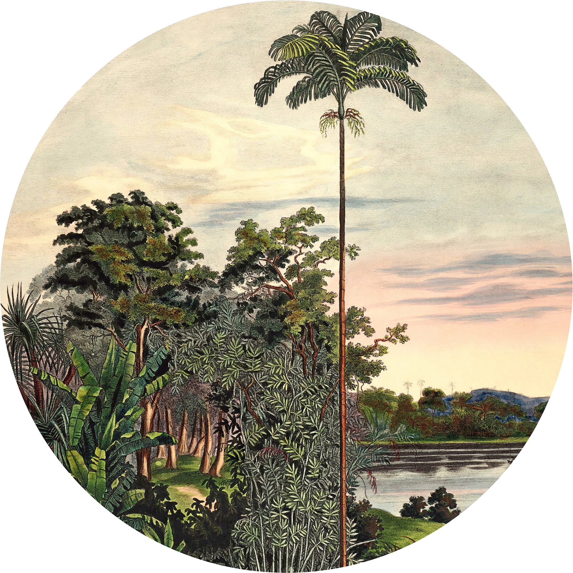 Komar Fototapete »Vlies selbstklebend - Vintage Landscape - Grösse 125 x 125 cm« bedruckt glatt Wohnzimmer, Schlafzimmer