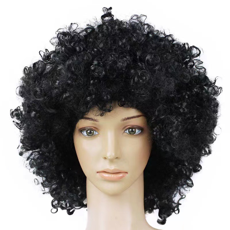 Afro Perücke mit Locken Fasnacht Kostüm Zubehör Motto Party / Halloween Accessoire - Schwarz