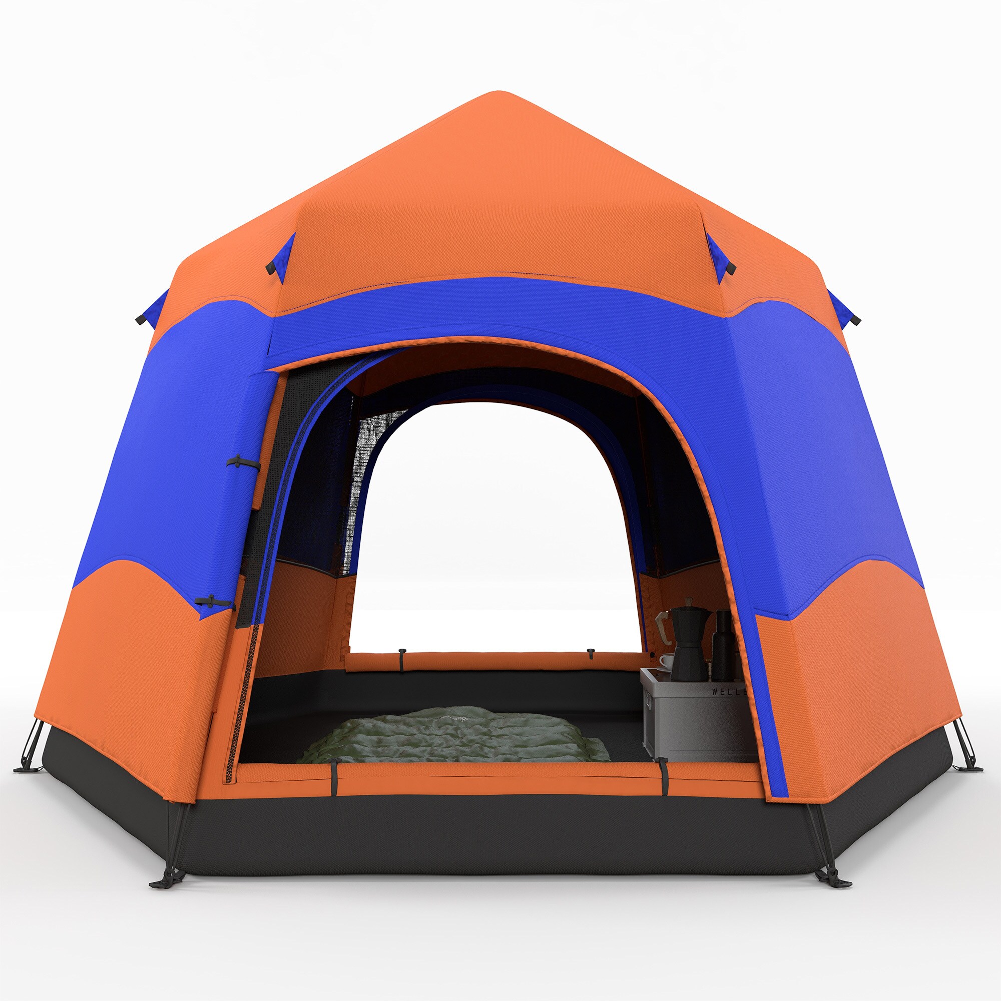 Outsunny Doppelwandzelt für 5–6 Personen orange, blau 280 x 280 x 170 cm (LxBxH)