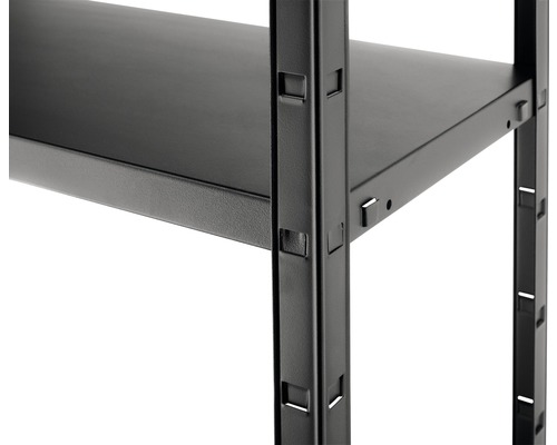 Kaiserthal wandrek, zwarte structuurlak, 170x85x40 cm, 4 legplanken, draagvermogen 260 kg