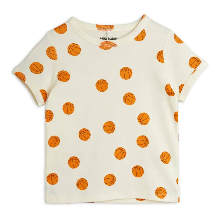 Mini Rodini T-Shirt Basketball Coton Bio | Ecru