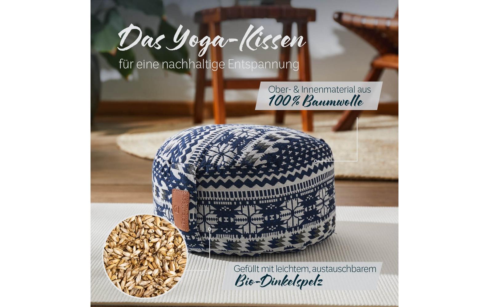 Yoga-Kissen Vishnu Dinkelspelz, Blau/WeissYoga-Zubehör