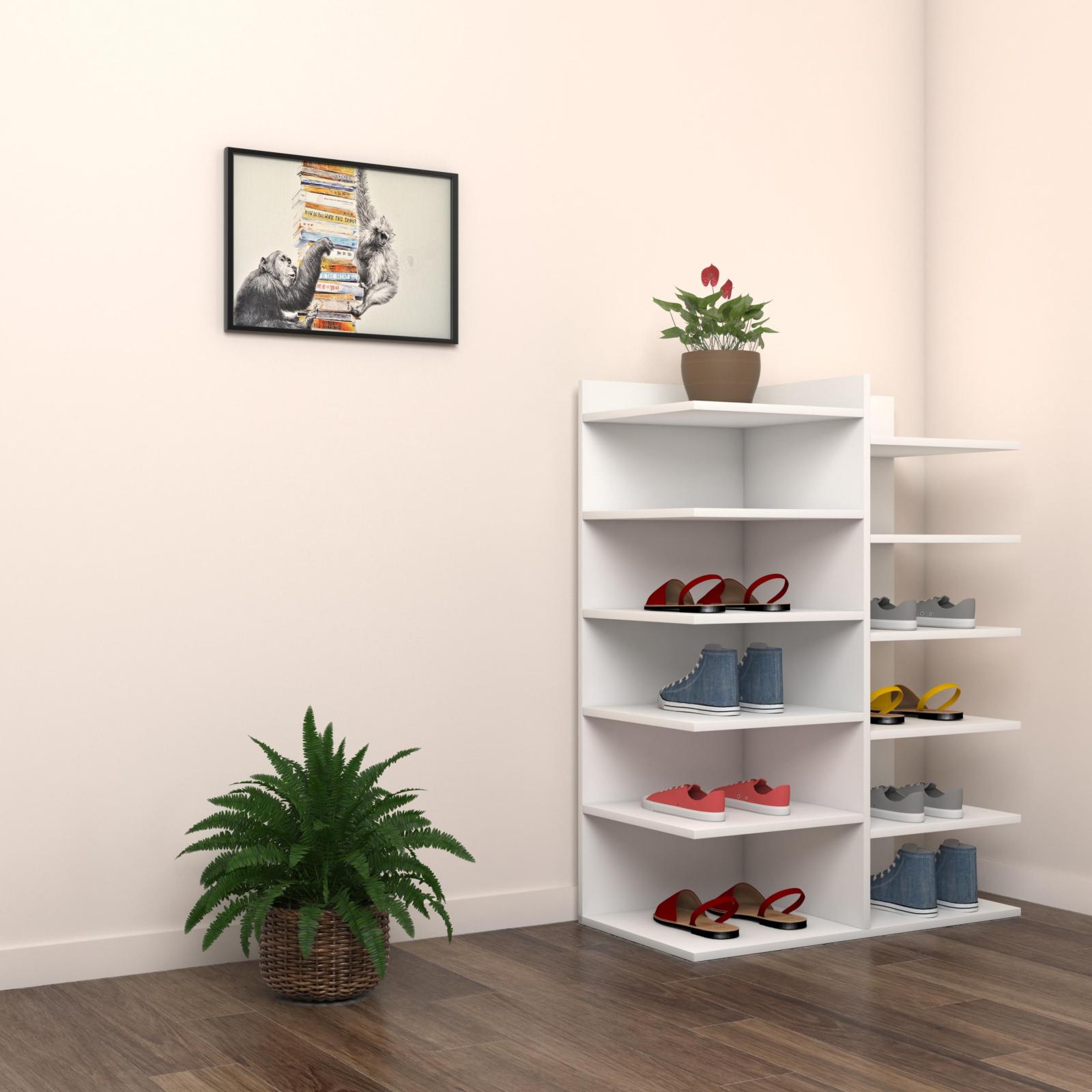 Schuhregal ENOSA - weiß - 12 offene Fächer - 60 cm