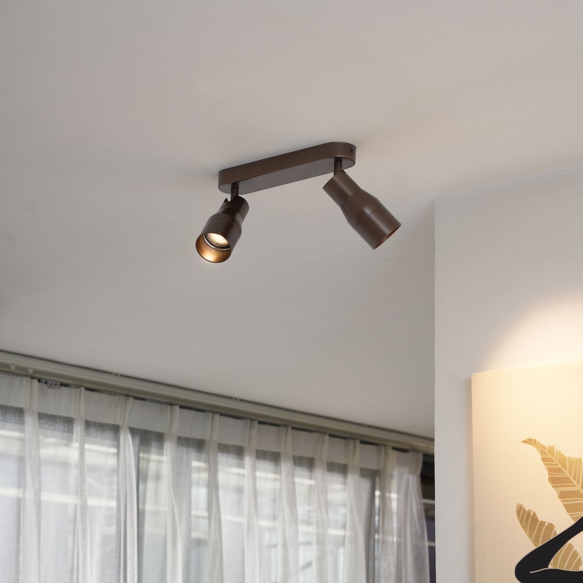 Afgeronde plafondspot donker brons GU10 50mm 2-lichts - Stanley