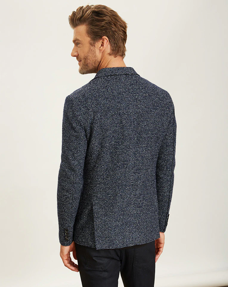Veste ajustée en tweed bleu 