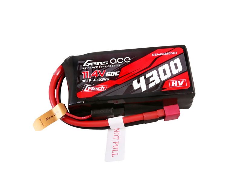 Gens ace RC-Akku LiHV 4300 mAh 11.4 V 60C G-Tech 3S LiPo HV Shorty Softcase Akku mit Deans Stecker