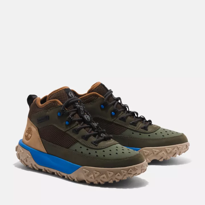 Bottine de randonnée GreenStride Motion 6 à lacets mi-haute pour homme en vert et marron