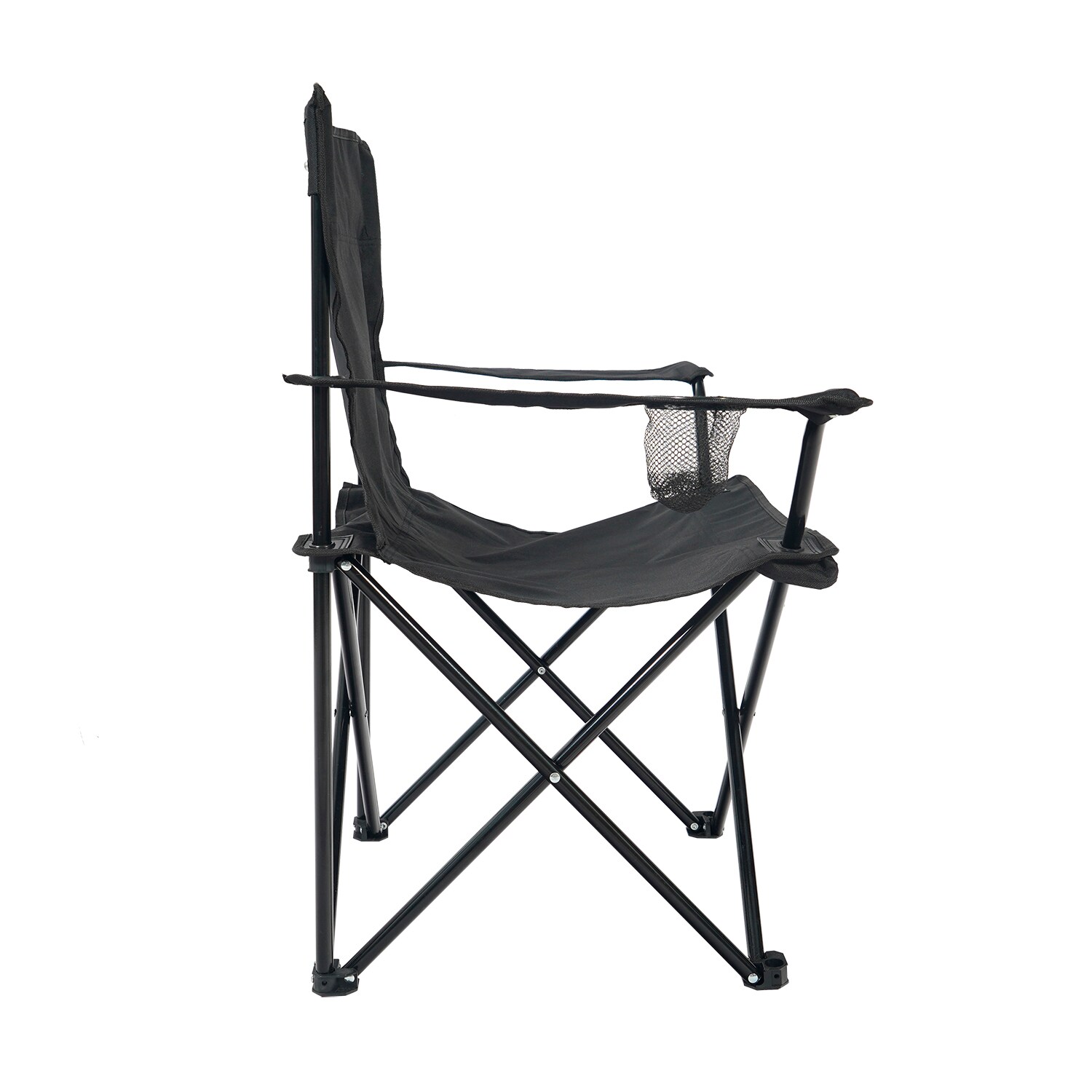 24MOVE® Campingstuhl Faltstuhl, schwarz, mit Getränkehalter und Tragetasche Outdoor, faltbar max. 100kg, Angerstuhl, Klappstuhl