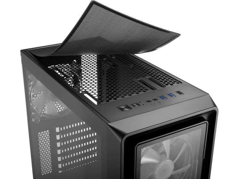 Sharkoon PC-Gehäuse TK4 RGB Midi-ATX-Gehäuse mit vier vorinstallierten 120-mm-Lüftern mit adressierbaren RGB-LEDs
