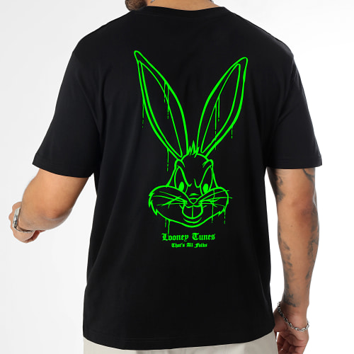 Tee Shirt Oversize Large Angry Bugs Bunny Noir Vert Fluo