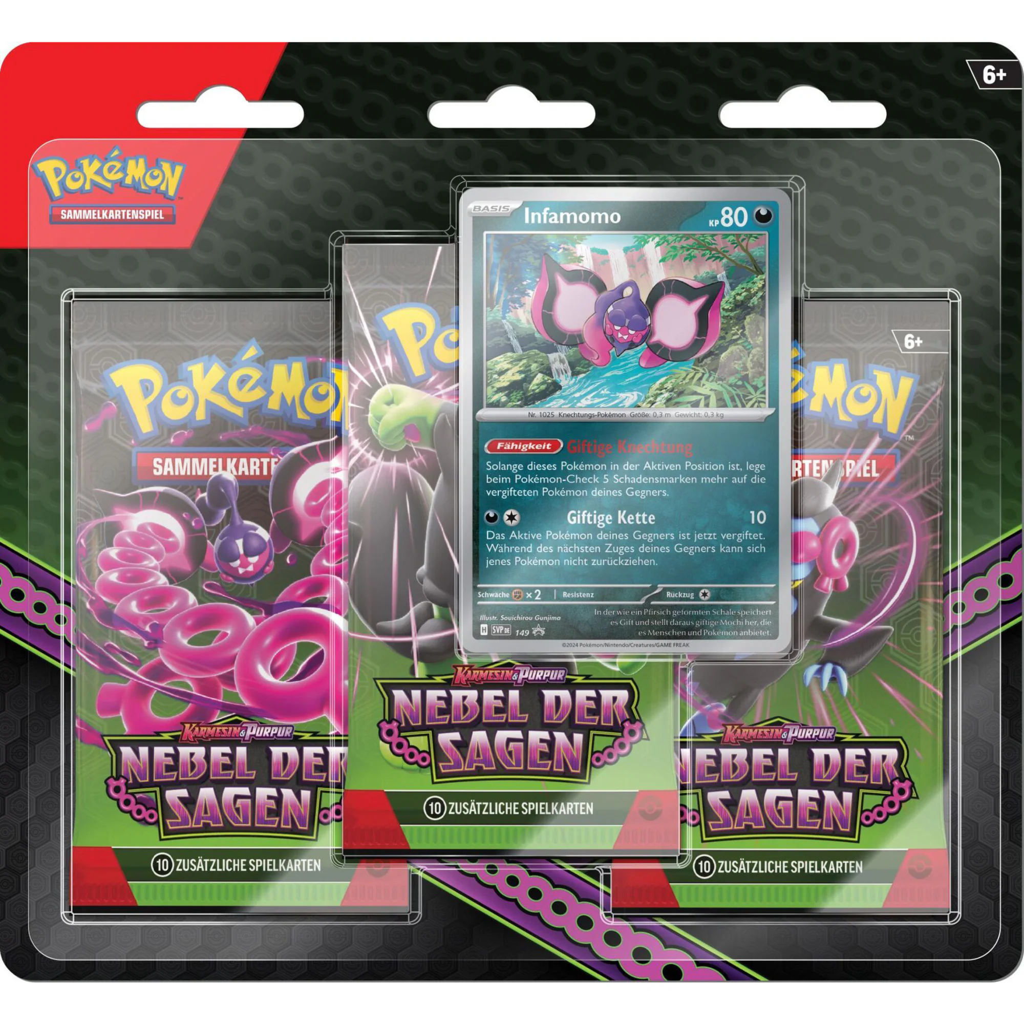 Amigo Sammelkarten Pokémon-TCG: 3-Pack Blister Karmesin & Purpur – Nebel der Sagen