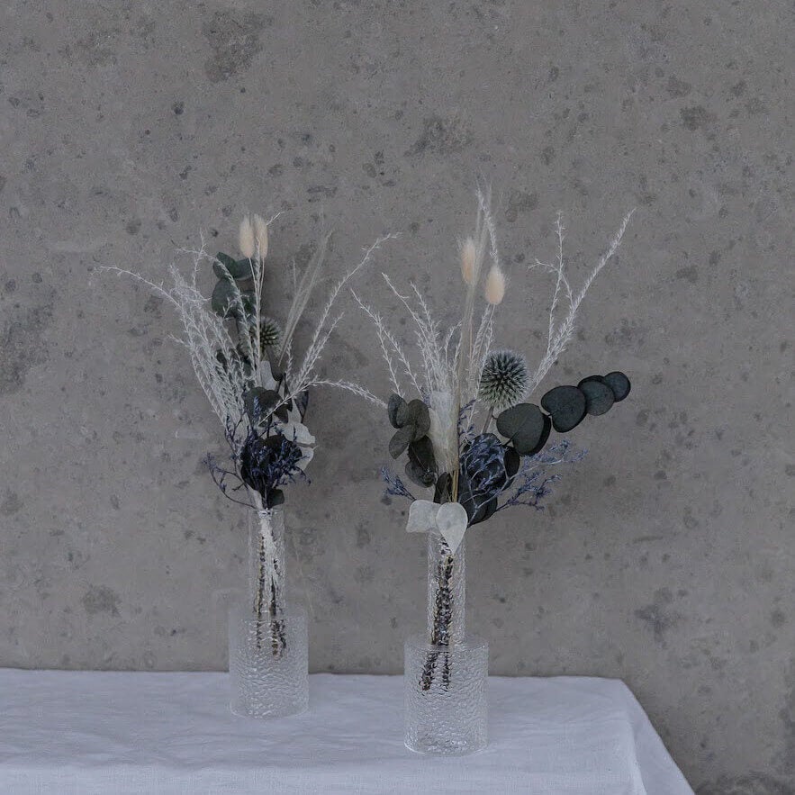 Gedroogd bloemenboeket, tafeldecoratie, eucalyptus, wit