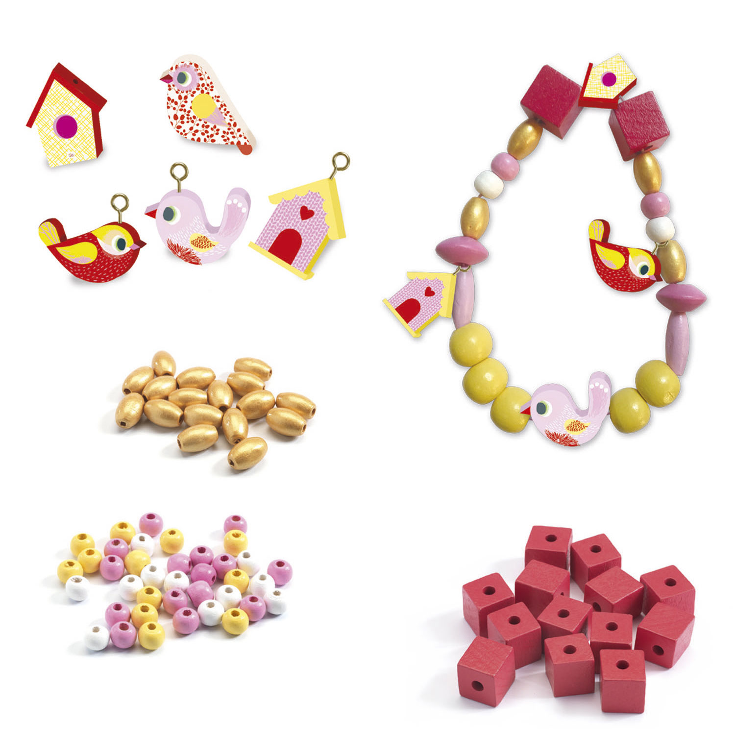 Djeco Houten Kralen Sieraden Vogels, 450dlg.