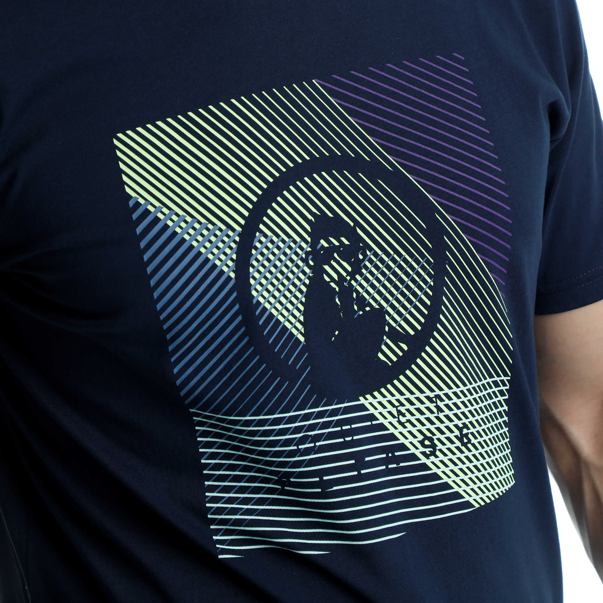 Quiet Please Linear T-shirt Hommes - Bleu Foncé