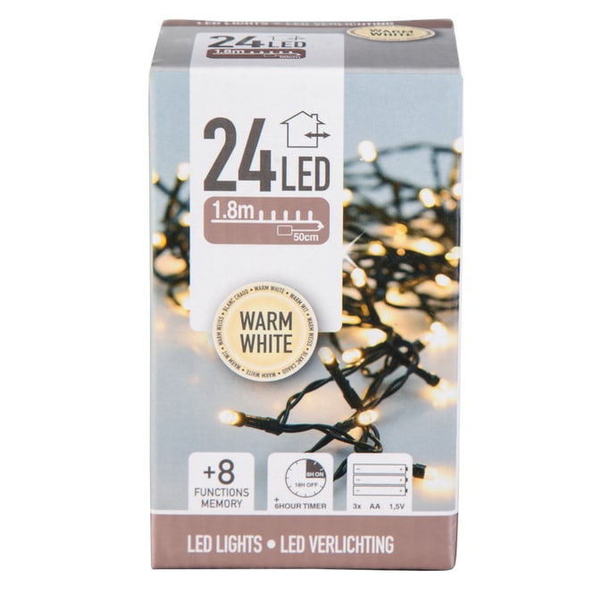 24er LED-Lichterkette - 1,80 m - warmweiß - schwarz