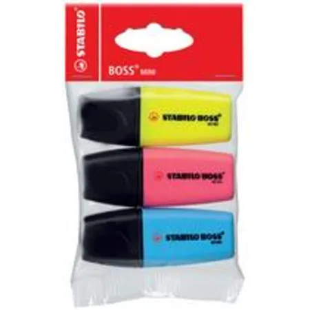 Textmarker - STABILO BOSS MINI - 3er Pack - gelb, blau, pink