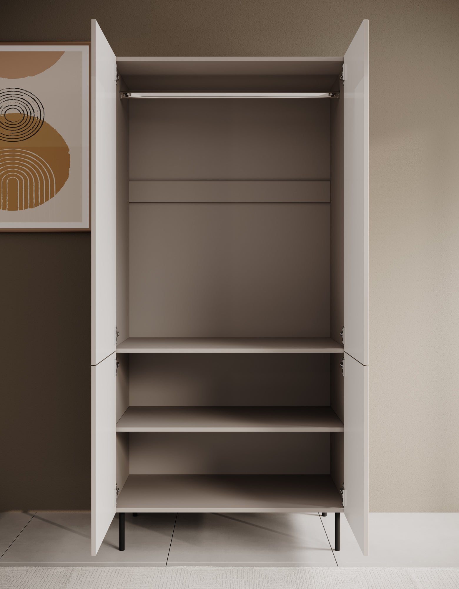Alex - Kledingkast 4-deurs - Beige - 90x52x185 cm