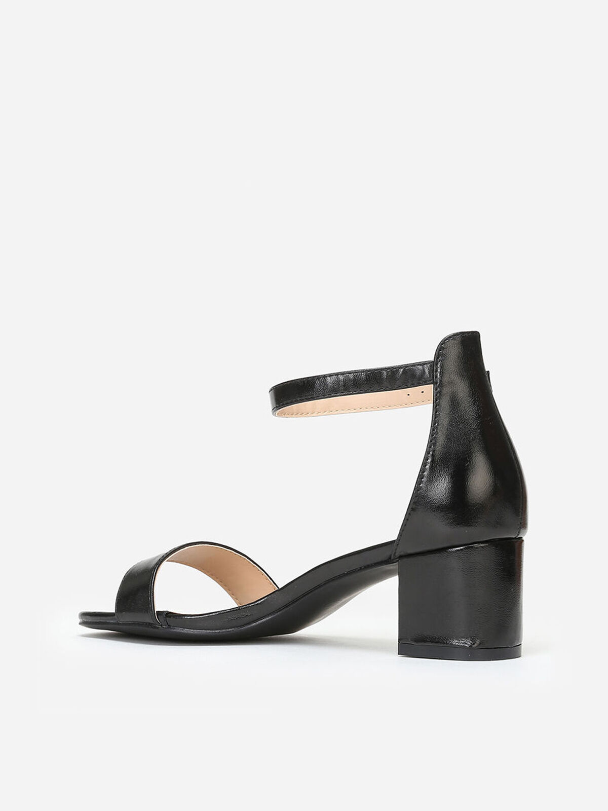 Sandales en simili à petit talon- Noir