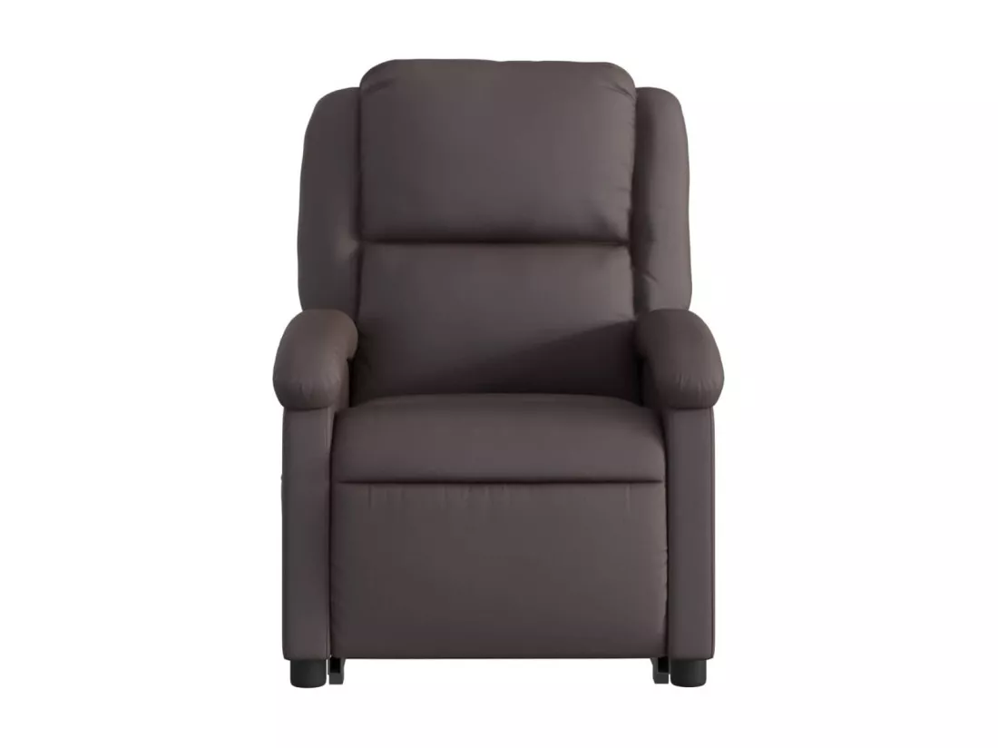 Fauteuil inclinable de massage marron foncé cuir véritable