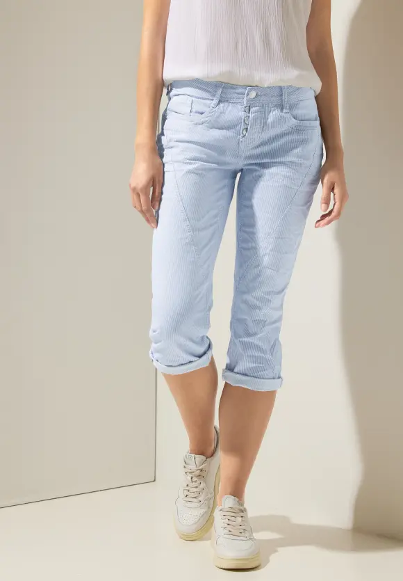 Casual Fit 3/4 Jeans - light blue striped washed