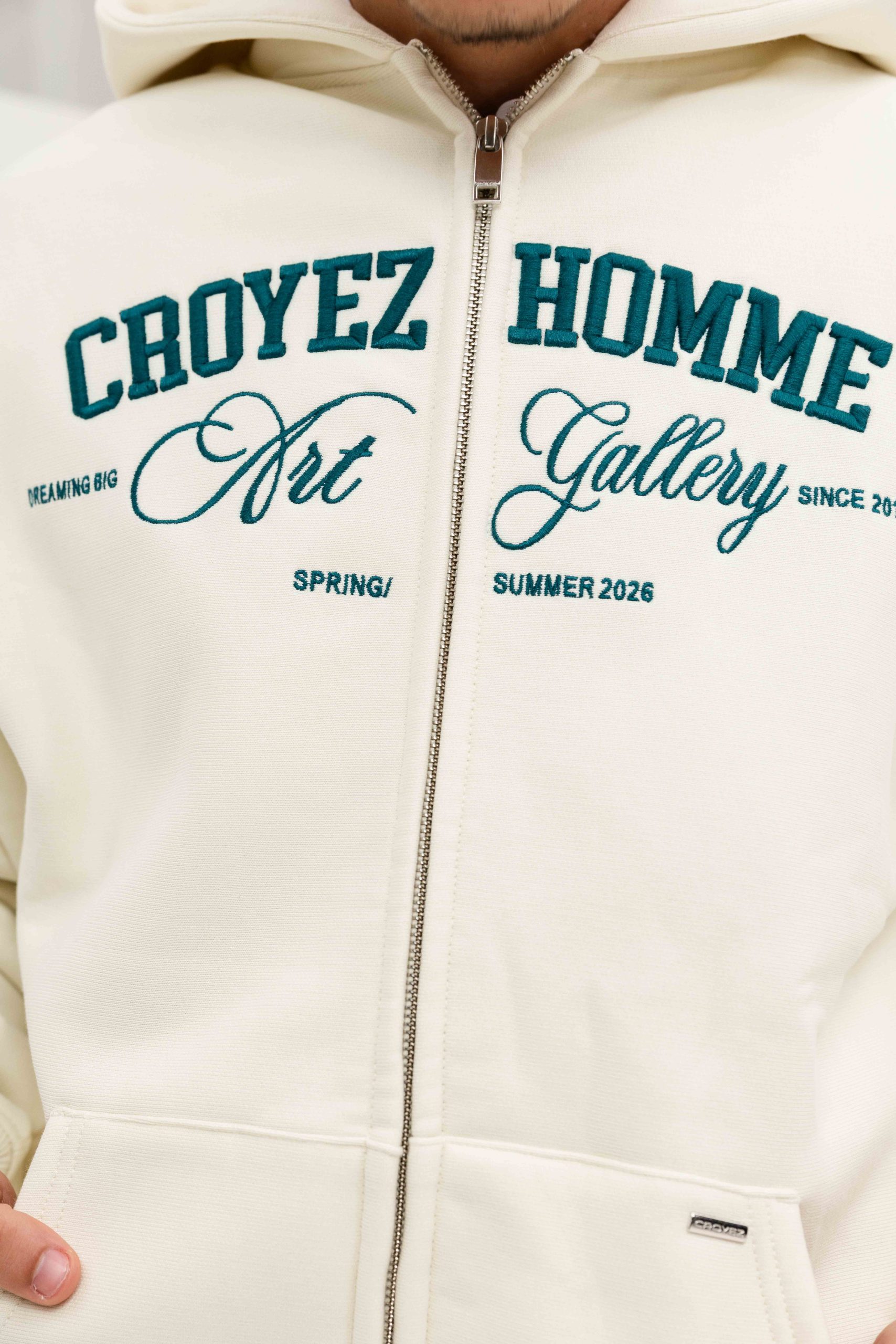 Croyez Art Gallery Zip Hoodie Heren Gebroken Wit