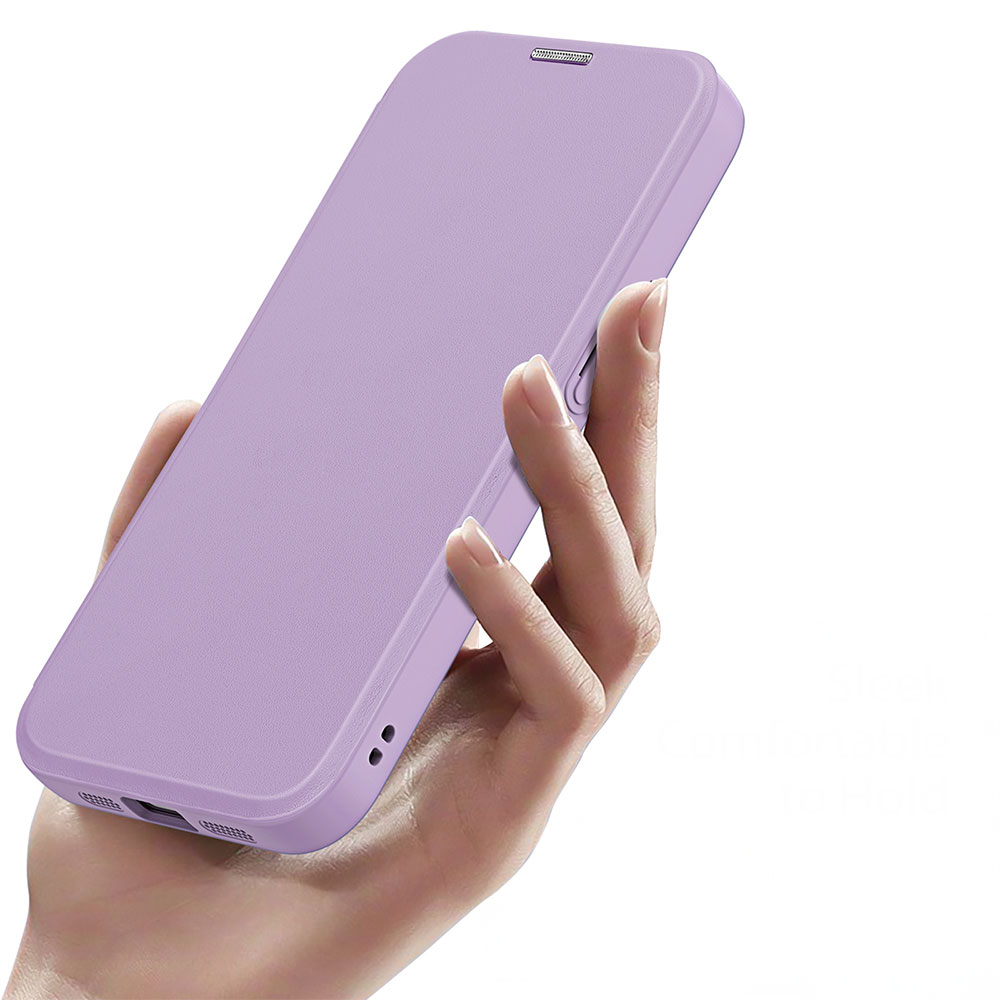 iPhone 16e MagSafe Hybrid Leder Tasche   Kunststoff Rückseite - Lila / Transparent