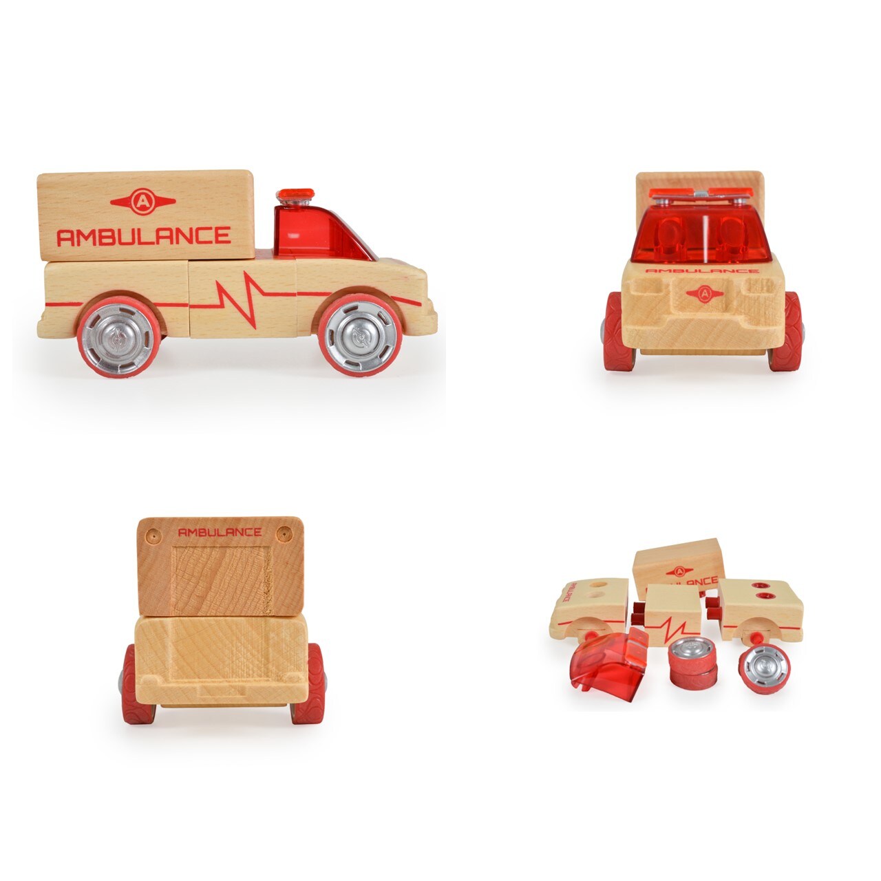 Moni Spielzeug Holzautos Einsatzwagen 3er Set Mini 53106, ab 3 Jahre geeignet bunt