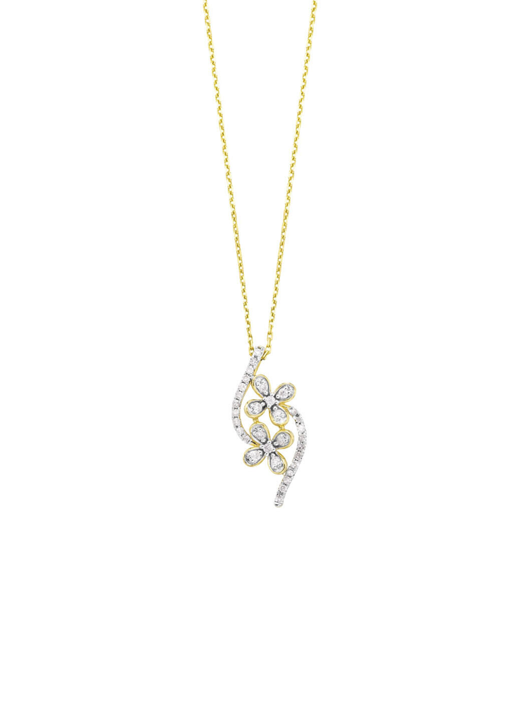 Halskette im Blumen-Design, 10 Brillanten, 22 Diamanten