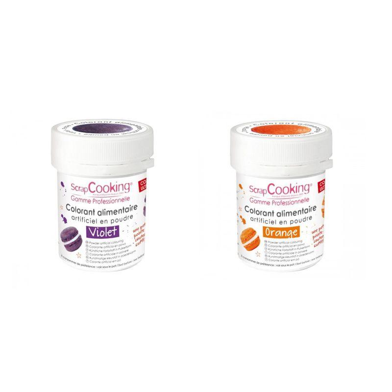 2 colorants alimentaires en poudre - orange-violet Scrapcooking