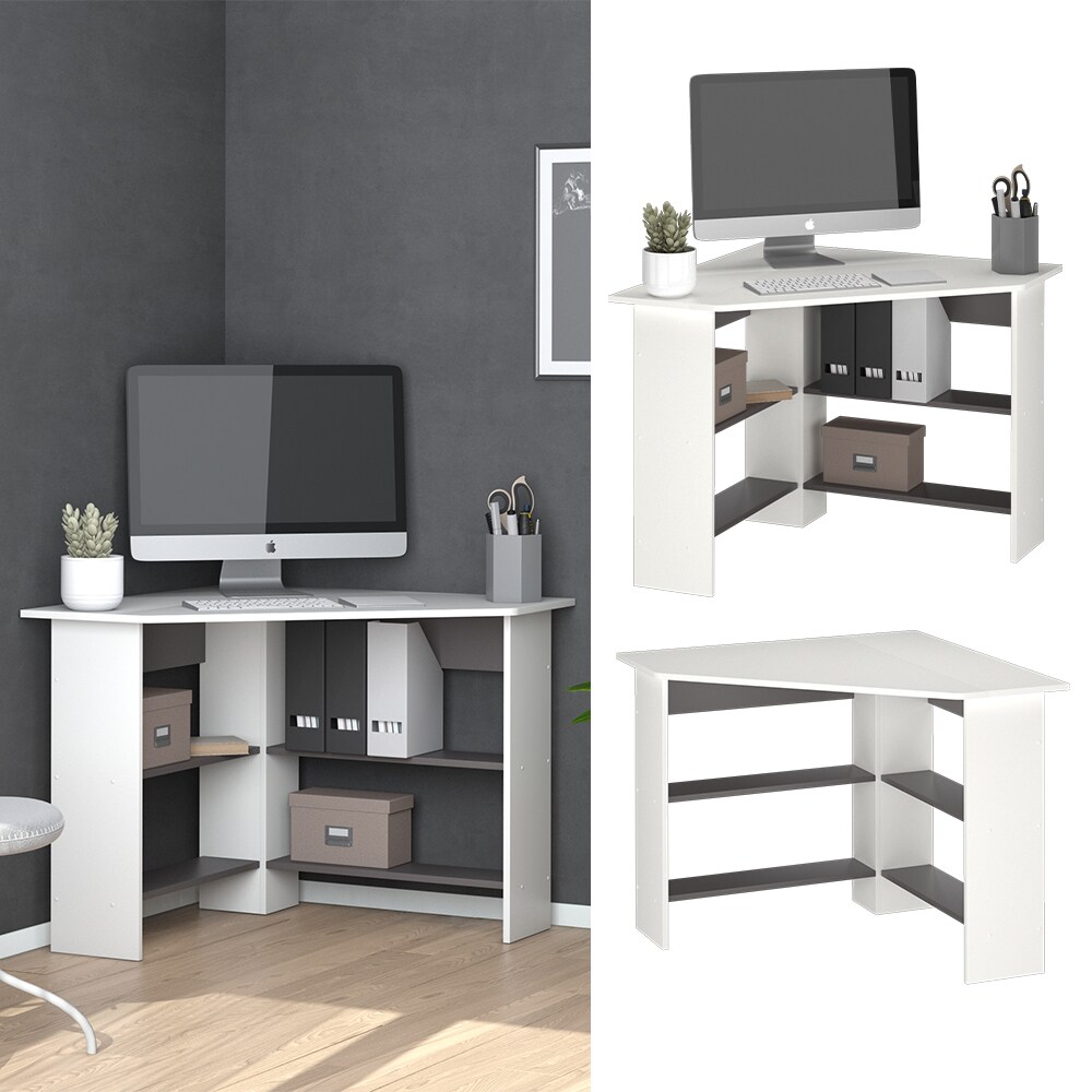 Vicco Eckschreibtisch Schreibtisch Bürotisch Arion 90x90cm weiß Computertisch